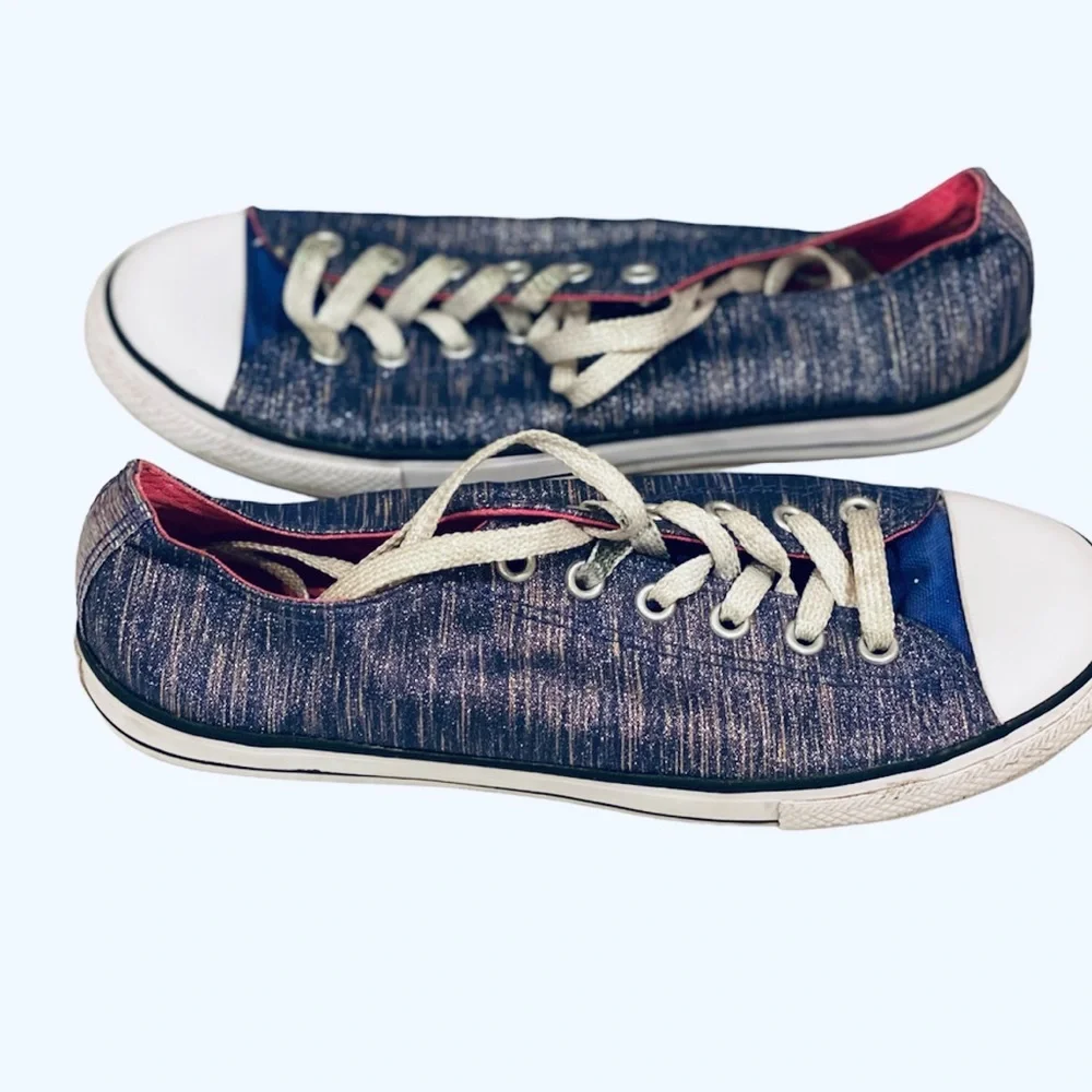 Converse All Star Purple Sparkle Sneakers Shoes Girls 5 Metallic Retro